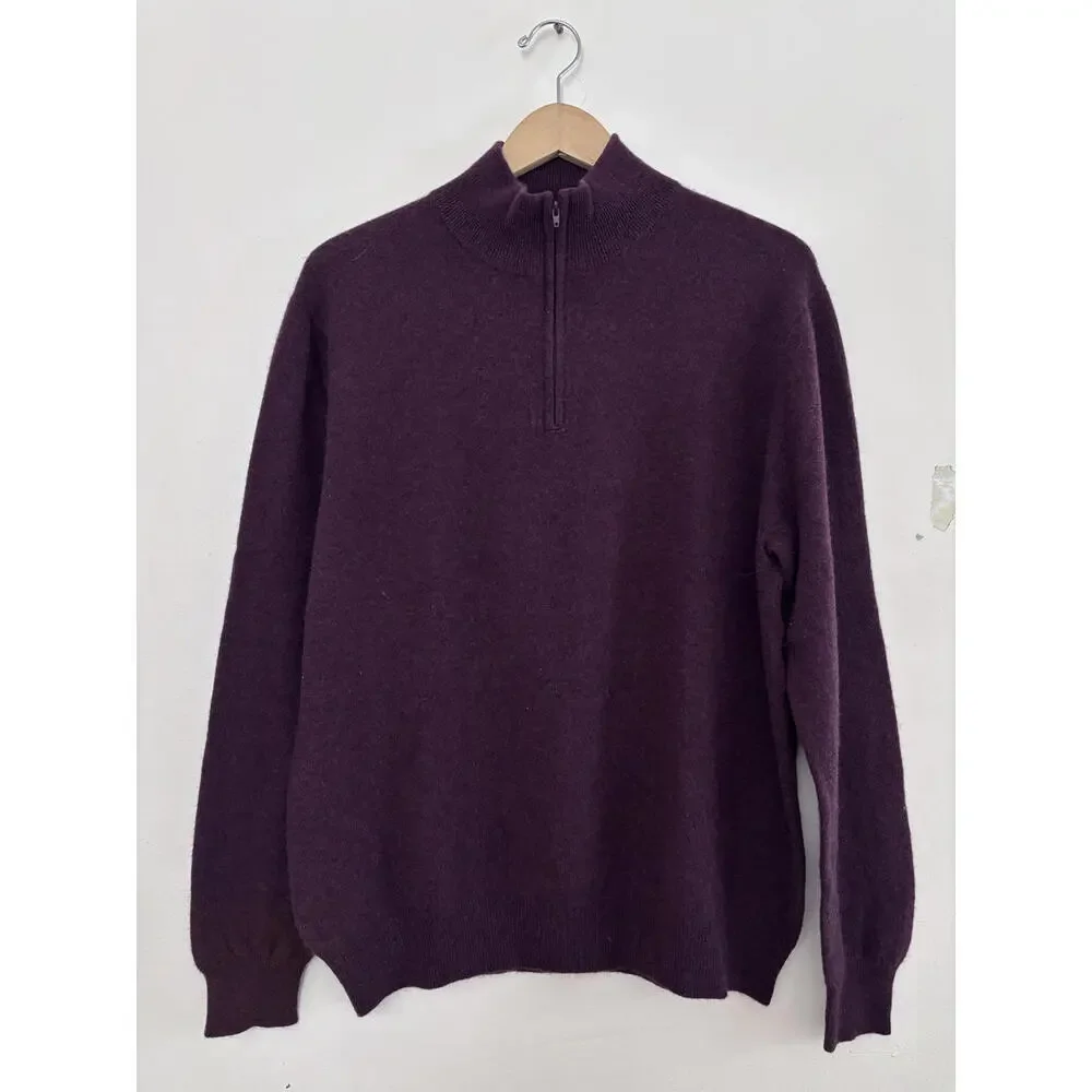 100% Cashmere Purple Men's Quarter Zip‎ International Waters size L